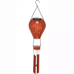 Lampada solare a sospensione per giardino LED (H56 cm) Mongolfiera Rossa