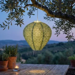 Lanterna solare da giardino sospesa (H28 cm) Verde traforato