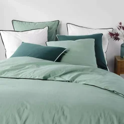 Lenzuolo con angoli cotone lavato (140 x 190 cm) Linette Verde salvia