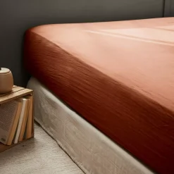 Lenzuolo con angoli di cotone (90 x 200 cm) Gaïa Terracotta