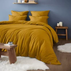 Lenzuolo con angoli flanella di cotone (140 x 200 cm) Nina Giallo ocra