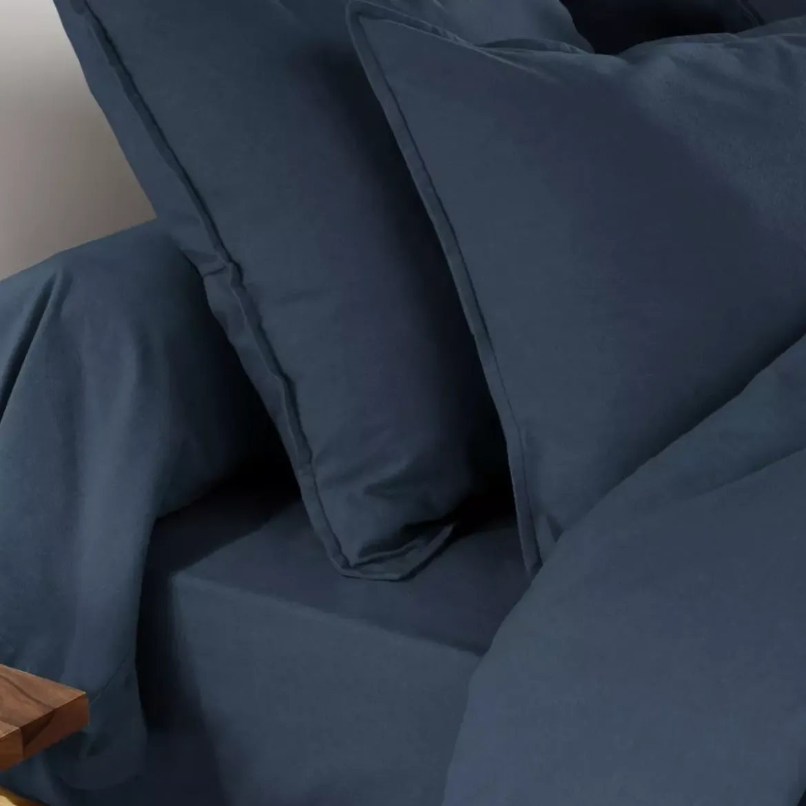 Lenzuolo con angoli flanella di cotone (90 cm) Théa Blu notte