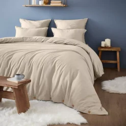Lenzuolo con angoli flanella di cotone (140 x 200 cm) Nina Beige