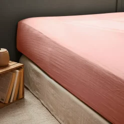Lenzuolo con angoli garza di cotone (140 cm) Gaïa Rosa pesca