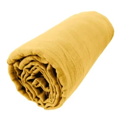 Lenzuolo con angoli garza di cotone (90 x 190 cm) Gaïa Giallo zafferano