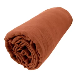 Lenzuolo con angoli garza di cotone (140 x 200 cm) Gaïa Terracotta