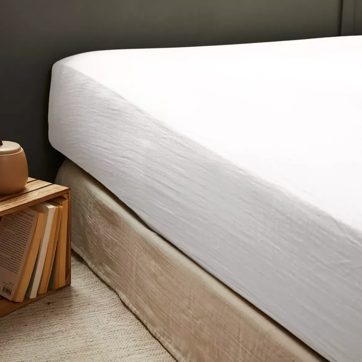 Lenzuolo con angoli garza di cotone (140 x 200 cm) Gaïa Bianco chantilly