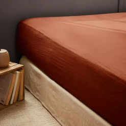 Lenzuolo con angoli garza di cotone (90 cm) Gaïa Terracotta