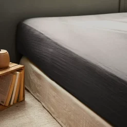 Lenzuolo con angoli garza di cotone (140 x 200 cm) Gaïa Grigio granito
