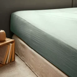 Lenzuolo con angoli garza di cotone (140 x 190 cm) Gaïa Verde eucalipto