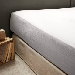 Lenzuolo con angoli garza di cotone (160 x 200 cm) Gaïa Grigio nuvola