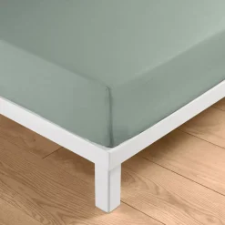Lenzuolo con angoli in cotone lavato (160 x 200 cm) Linella Verde salvia