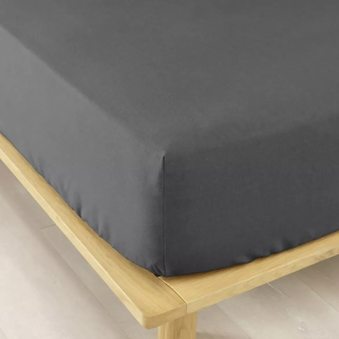 Lenzuolo con angoli in flanella di cotone (90 x 200 cm) Nina Grigio antracite