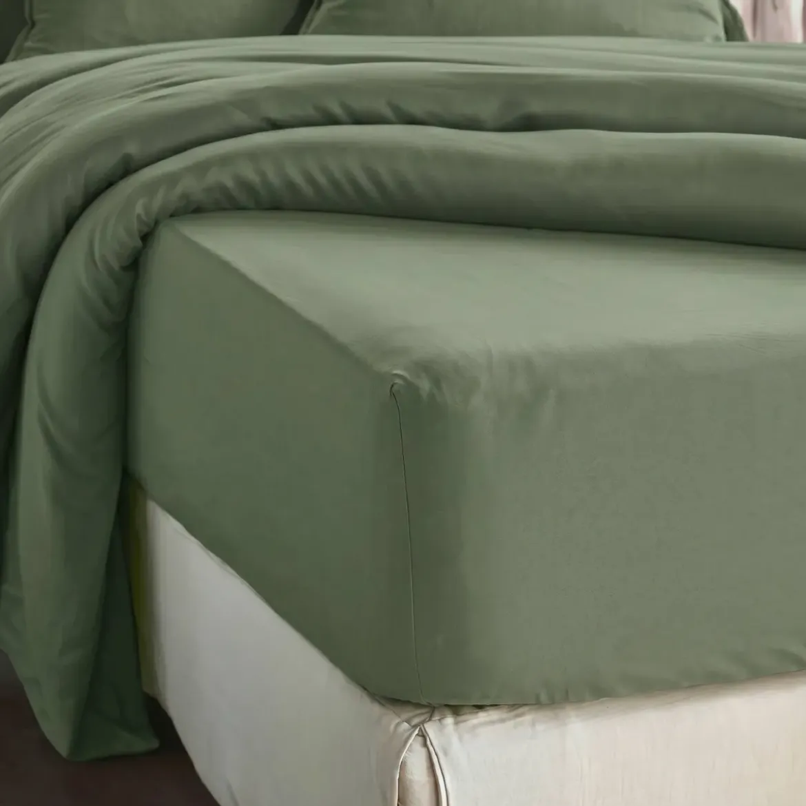 Lenzuolo con angoli in lyocell Tencel™ (140 x 200 cm) Olivia Verde rosmarino