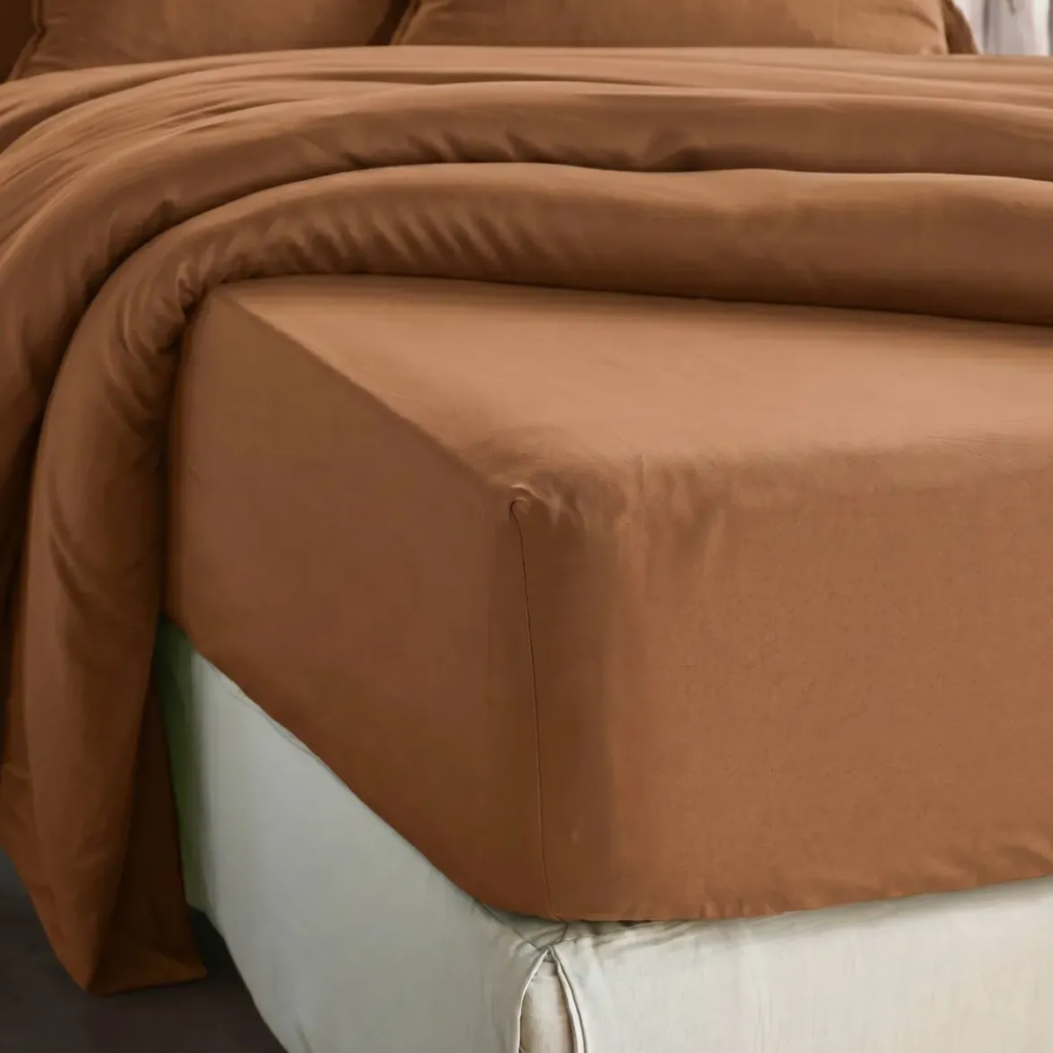 Lenzuolo con angoli in lyocell Tencel™ lavato (200 x 200 cm) Olivia Camel