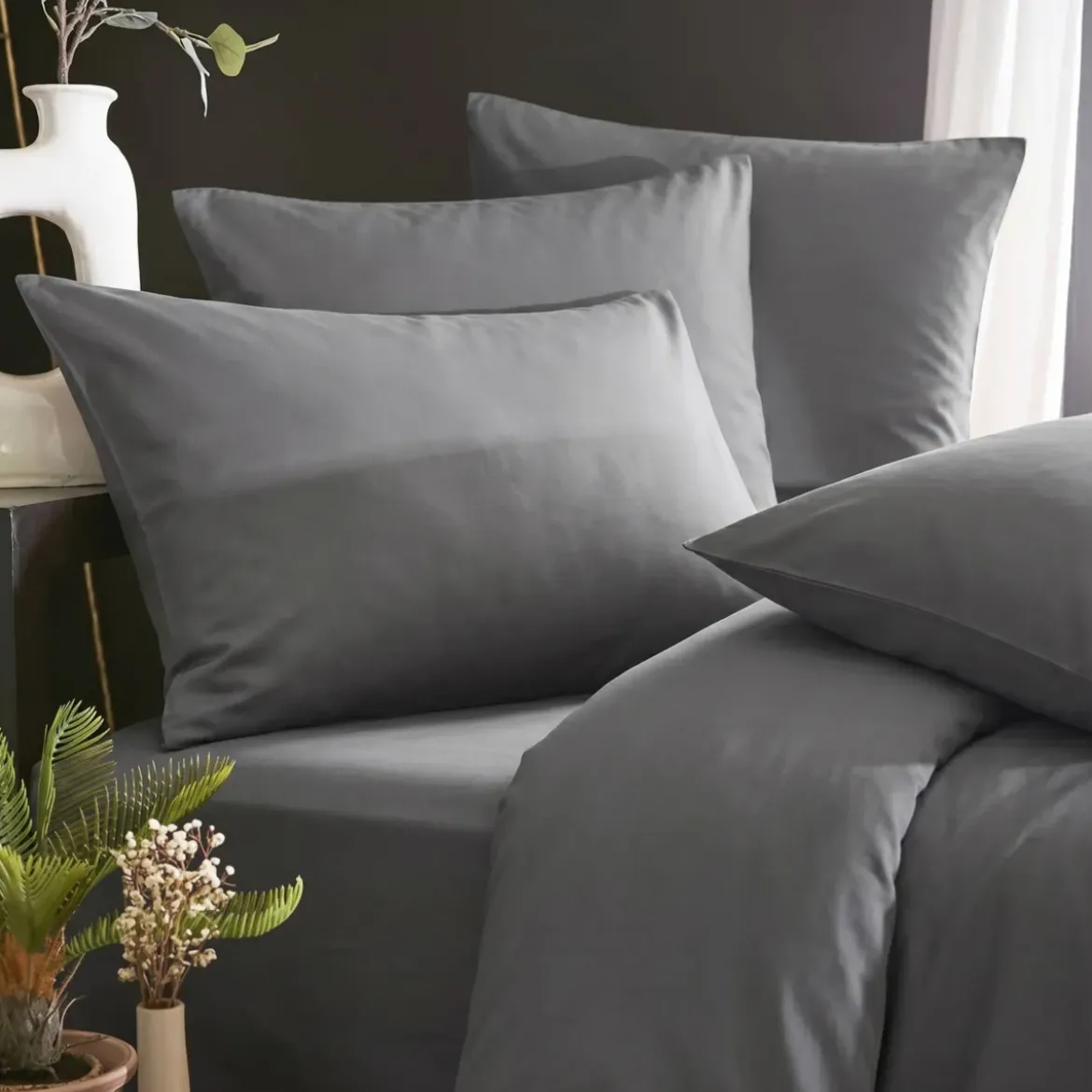 Lenzuolo con angoli in lyocell Tencel™ (160 x 200 cm) Olivia Granito Grigio