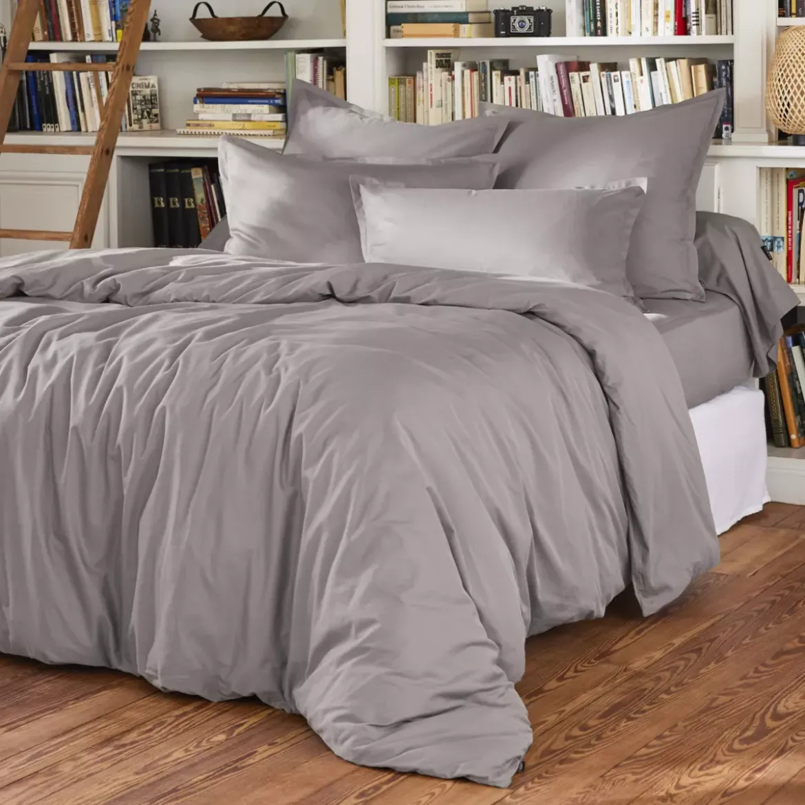 Lenzuolo con angoli in percalle di cotone (140 x 200 cm) Cali Grigio chiaro