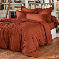 Lenzuolo con angoli in percalle di cotone (140 x 200 cm) Cali Terracotta
