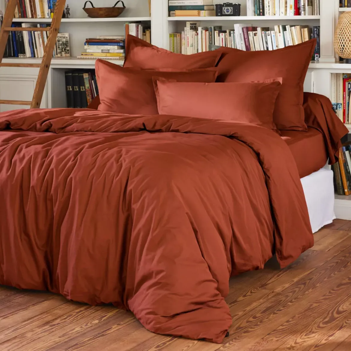 Lenzuolo con angoli in percalle di cotone (140 x 200 cm) Cali Terracotta