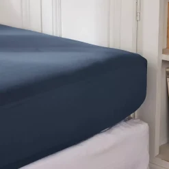 Lenzuolo con angoli percalle di cotone (180 cm) Cali Blu marino