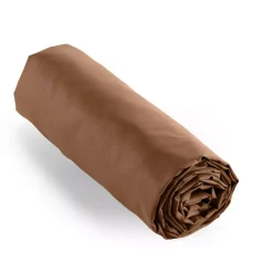 Lenzuolo con angoli percalle di cotone (90 x 190 cm) Cali Marrone cioccolato