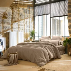 Lenzuolo sopra garza di cotone (270 x 300 cm) Gaïa Marrone corda