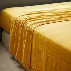 Lenzuolo sopra garza di cotone (240 x 300 cm) Gaïa Giallo zafferano