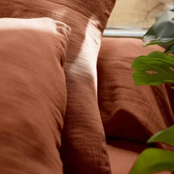 Lenzuolo sopra garza di cotone (270 x 300 cm) Gaïa Terracotta