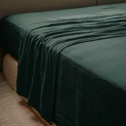 Lenzuolo sopra garza di cotone (270 x 300 cm) Gaïa Verde abete