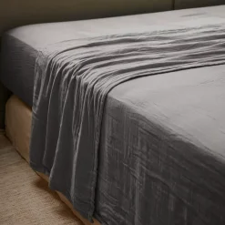 Lenzuolo sopra garza di cotone (240 x 300 cm) Gaïa Grigio granito