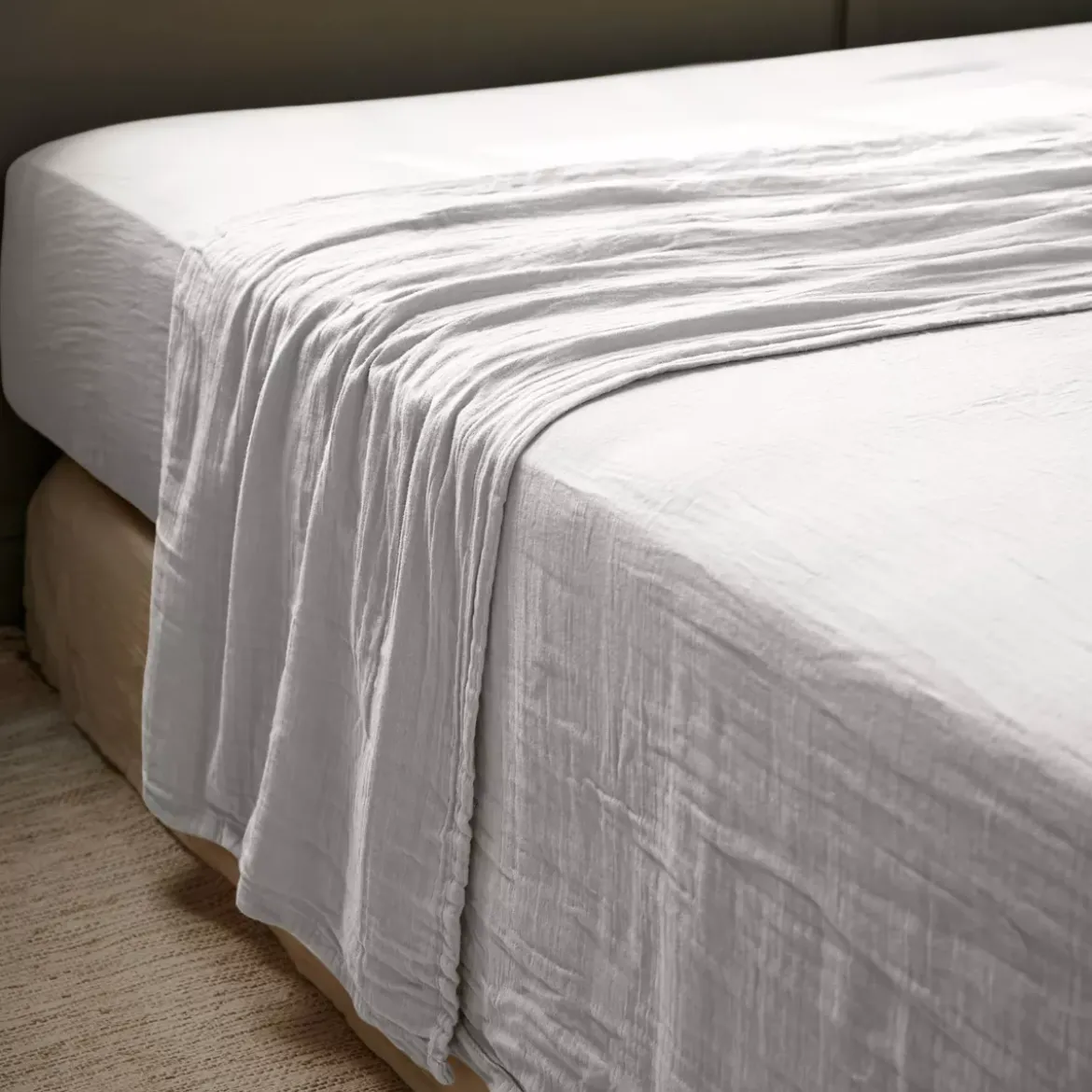 Lenzuolo sopra garza di cotone (270 x 300 cm) Gaïa Grigio nuvola