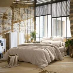Lenzuolo sopra garza di cotone (270 x 300 cm) Gaïa Beige pampa