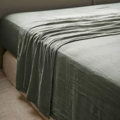 Lenzuolo sopra garza di cotone (240 x 300 cm) Gaïa Verde rosmarino