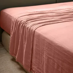 Lenzuolo sopra garza di cotone (270 x 300 cm) Gaïa Rosa pesca
