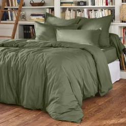 Lenzuolo sopra percalle di cotone (270 x 300 cm) Cali Verde rosmarino