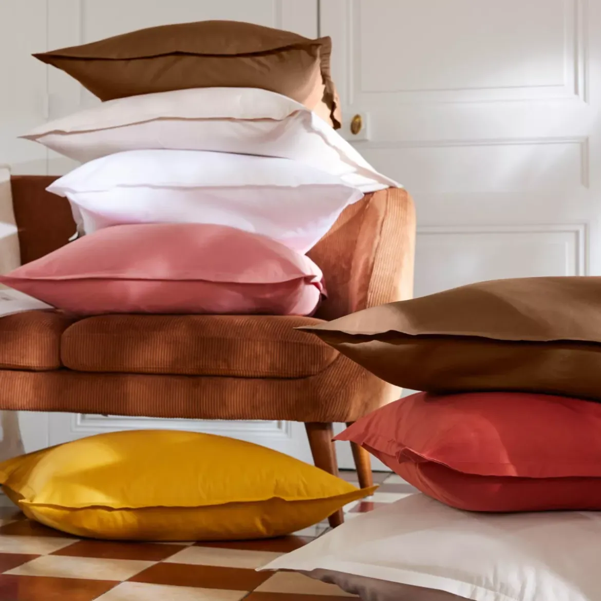 Lenzuolo sopra percalle di cotone (180 x 290 cm) Cali Marrone cioccolato