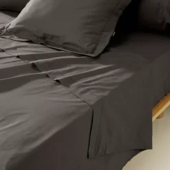 Lenzuolo sopra percalle di cotone (240 x 300 cm) Cali Grigio antracite