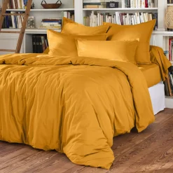 Lenzuolo sopra percalle di cotone (270 x 300 cm) Cali Giallo senape