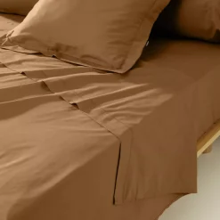 Lenzuolo sopra percalle di cotone (240 x 300 cm) Cali Camel