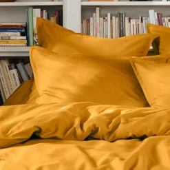 Lenzuolo sopra percalle di cotone (180 x 290 cm) Cali Giallo senape