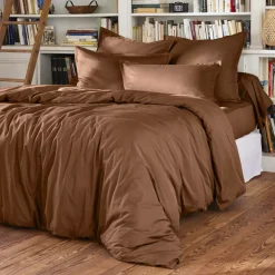 Lenzuolo sopra percalle di cotone (270 x 300 cm) Cali Marrone cioccolato
