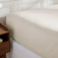 Lenzuolo sotto con angoli in percalle di cotone (90 x 190 cm) Diane Beige