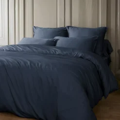 Lenzuolo sotto con angoli in raso di bambù (90 x 200 cm) Sienna Blu notte