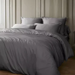 Lenzuolo sotto in raso di bambù (90 x 200 cm) Sienna Grigio granito