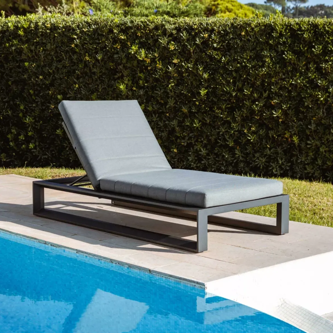 Lettino prendisole in alluminio Elba Grigio antracite