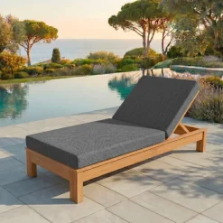 Lettino prendisole legno di acacia Bornéo Grigio antracite