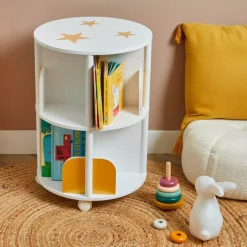 Libreria con rotelle bambino legno (H59 cm) Stars Bianca
