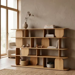 Libreria design 5 ripiani in rovere massiccio (200 x 130 cm) Kest Naturale