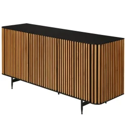 Madia 3 ante in rovere massiccio e metallo (159 x 76 cm) Rytm Nero