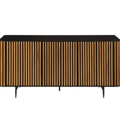 Madia 3 ante in rovere massiccio e metallo (159 x 76 cm) Rytm Nero
